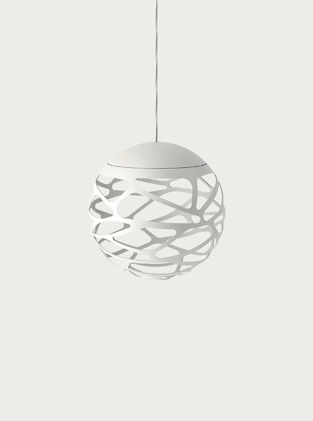 Lodes Kelly Cluster Pendelleuchte mit Baldachin rund, Variante: 1er Pendelleuchte, Farbe - Leuchte: mattweiss, Baldachin - Farbe: mattweiss