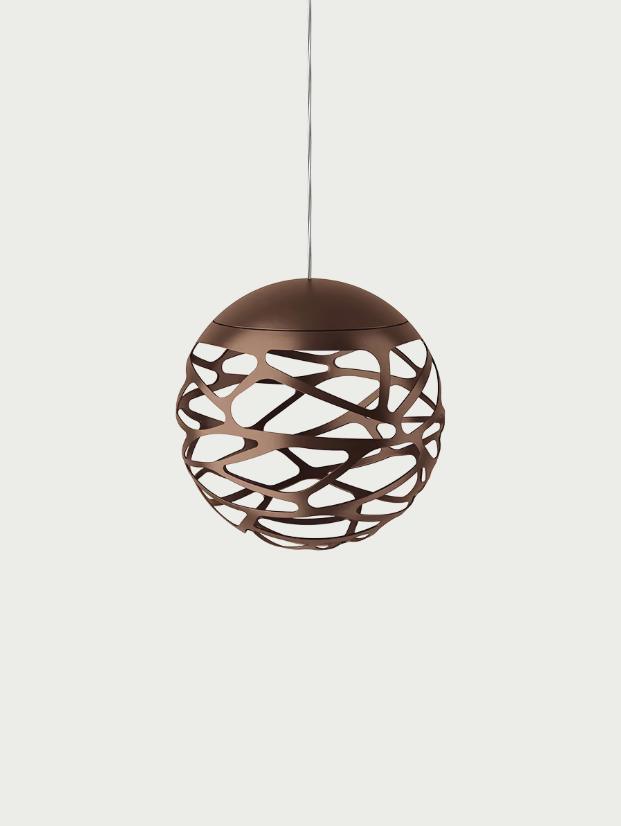 Lodes Kelly Cluster Pendelleuchte mit Baldachin eckig, Variante: 7er Pendelleuchte, Farbe - Leuchte: kupferiges bronze, Baldachin - Farbe: mattweiss