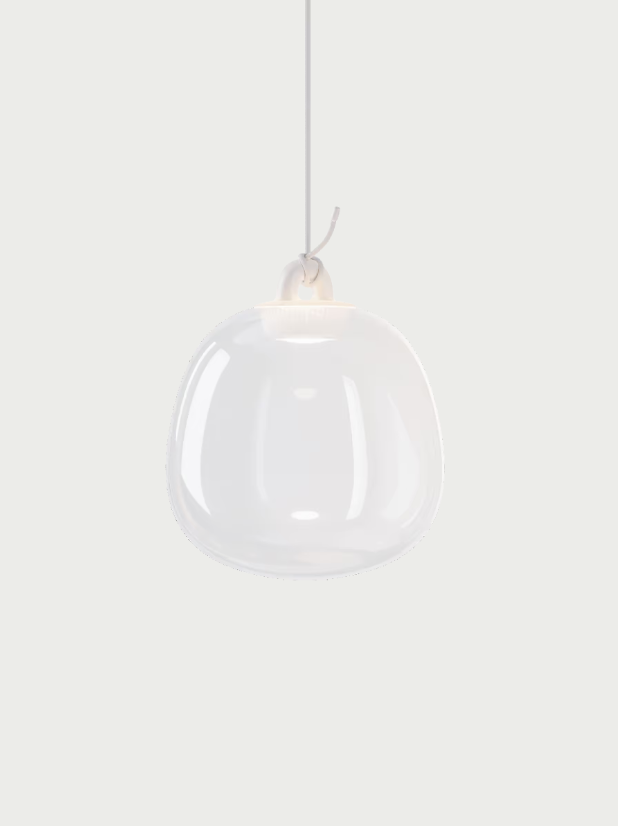 Lodes Oblò Pendelleuchte, Variante: Small, Farbe - Leuchte: transparent, Lichtfarbe: 2700K warmweiss, Baldachin - Farbe: mattweiss
