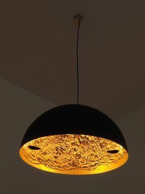 Catellani &amp; Smith Stchu-Moon 02 LED Pendelleuchte, Grösse: Ø 40cm, Farbe: gold / aussen schwarz
