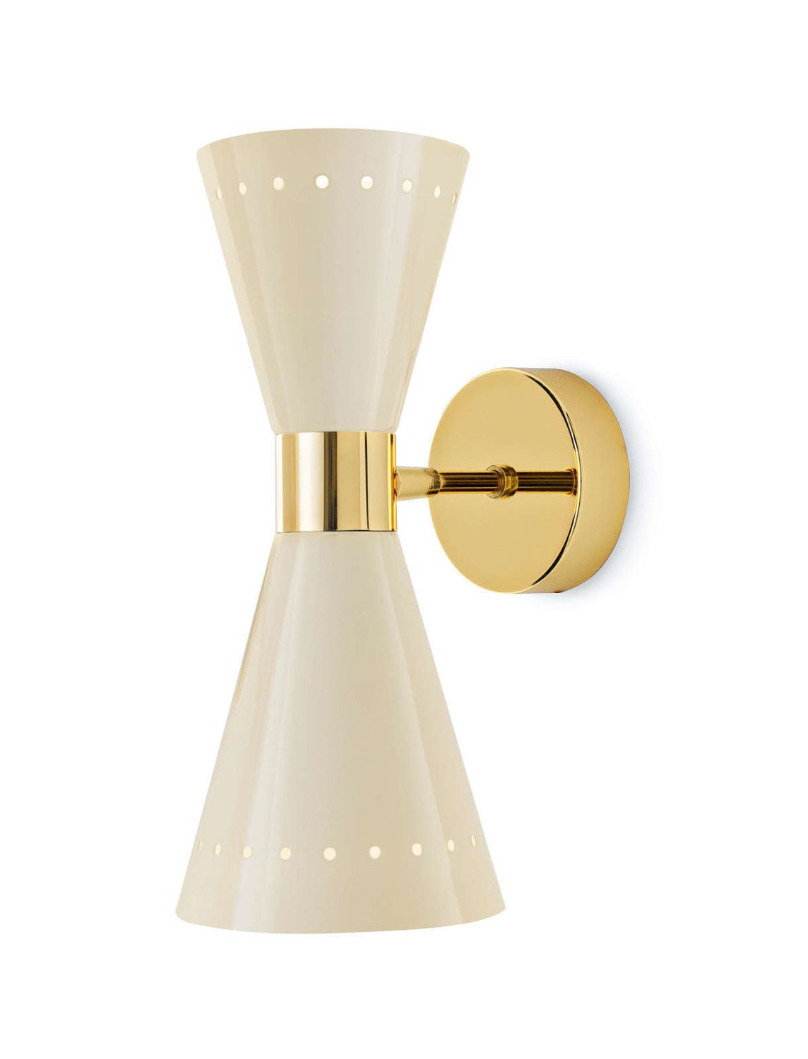 Stilnovo Megafono Wandleuchte, Farbe: elfenbein - poliertes gold, Variante: 1-Arm Ø136