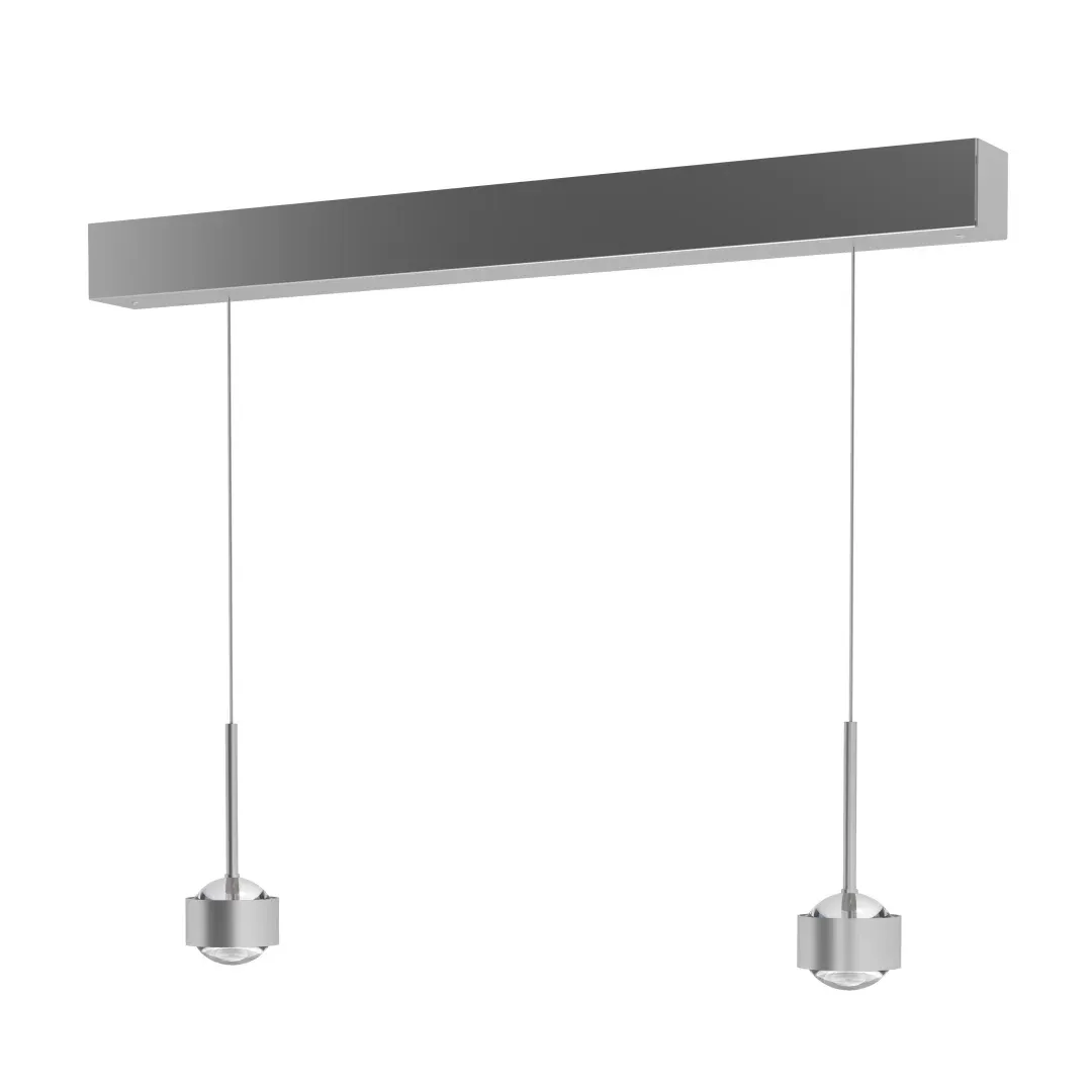 Top Light PUK! PRO 80 Motion ll Pendelleuchte, Leuchten - Farbe: Kopf - chrom matt + Stab - chrom matt + Baldachin - silber