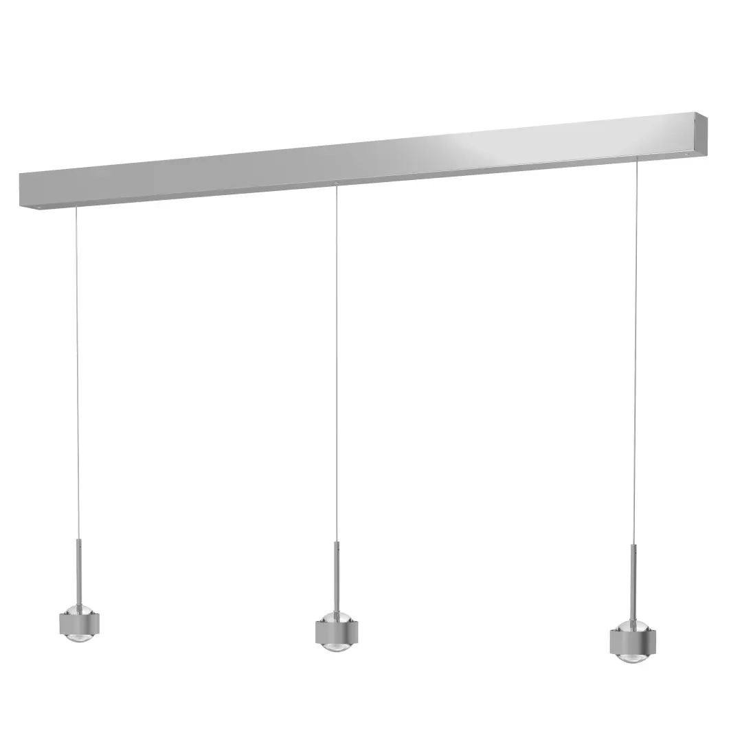 Top Light PUK! PRO 80 Motion lll Pendelleuchte, Leuchten - Farbe: Kopf - chrom matt + Stab - chrom matt + Baldachin - silber