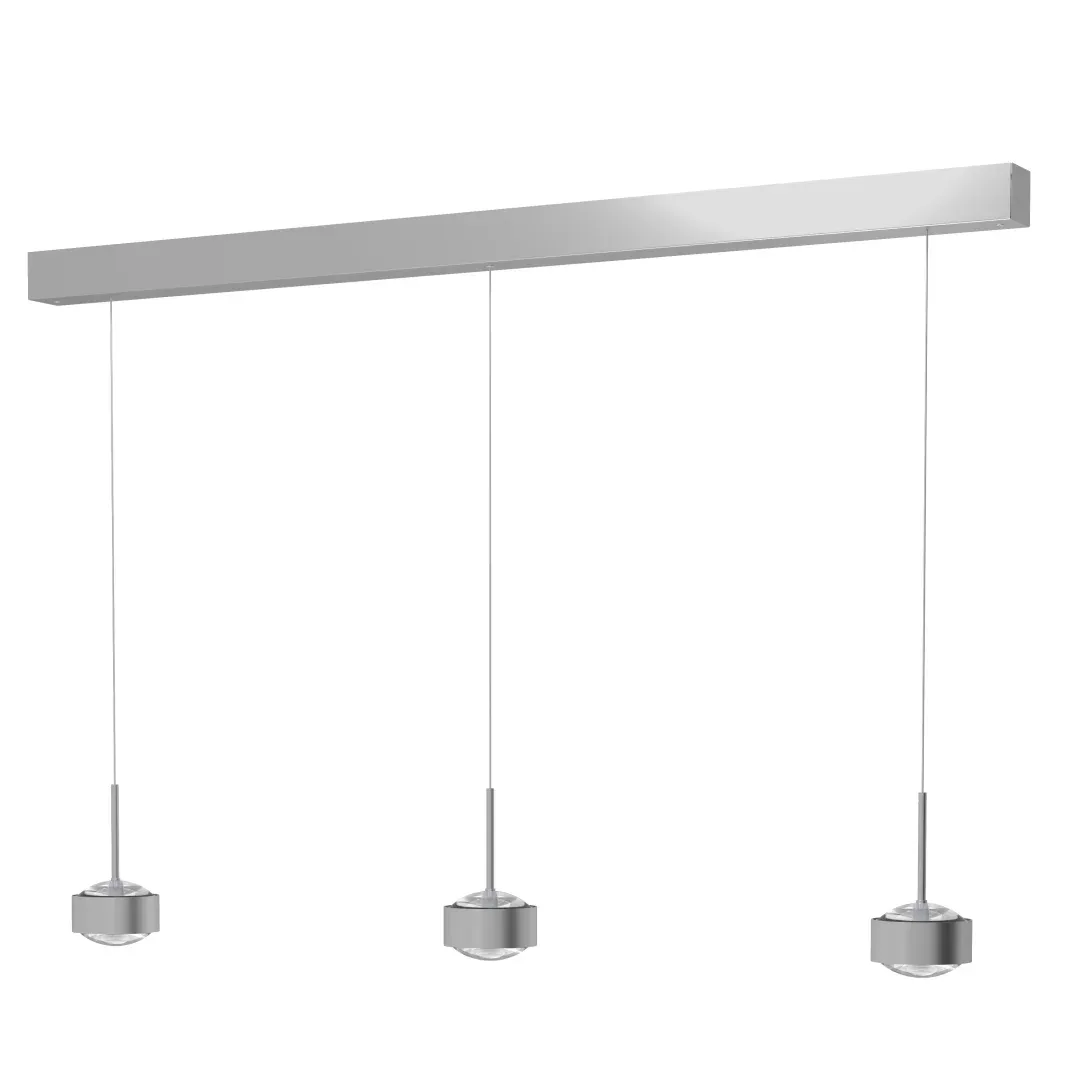 Top Light PUK! PRO 120 Motion lll Pendelleuchte, Leuchten - Farbe: Kopf - chrom matt + Stab - chrom matt + Baldachin - silber