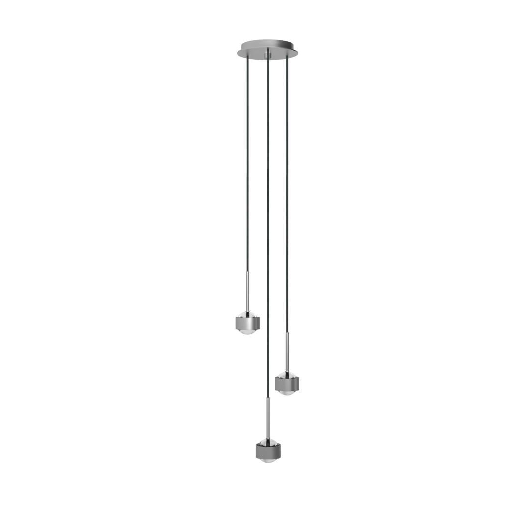 Top Light PUK! PRO 80 Drop Trio Pendelleuchte, Leuchten - Farbe: Kopf - chrom matt + Stange - chrom matt