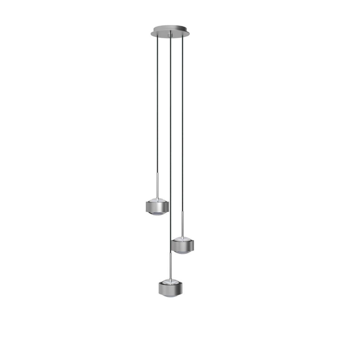 Top Light PUK! PRO 120 Drop Trio Pendelleuchte, Leuchten - Farbe: Kopf - chrom matt + Stange - chrom matt