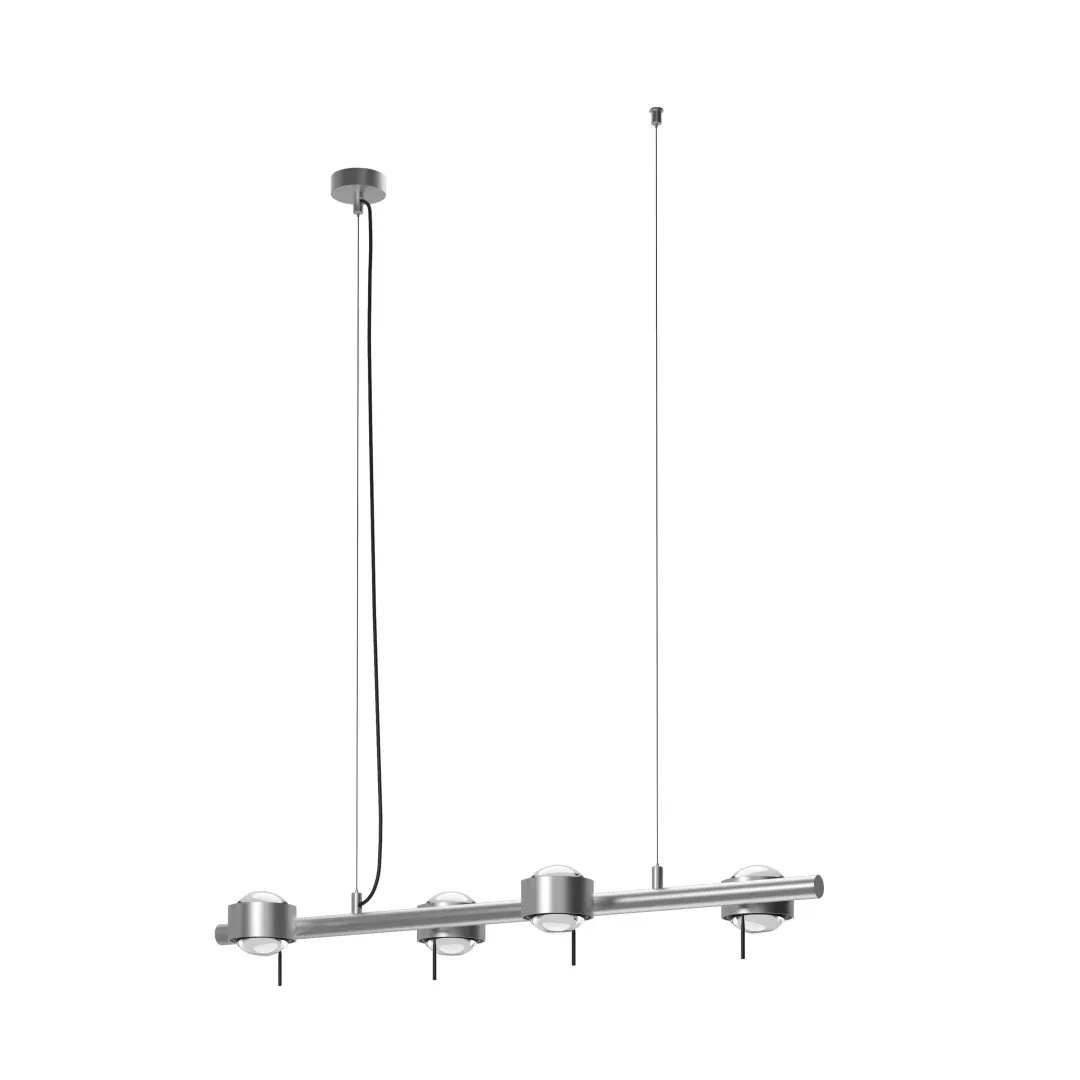 Top Light PUK! PRO 80 Quartett Pendelleuchte, Leuchten - Farbe: Kopf - chrom matt + Stange - chrom matt