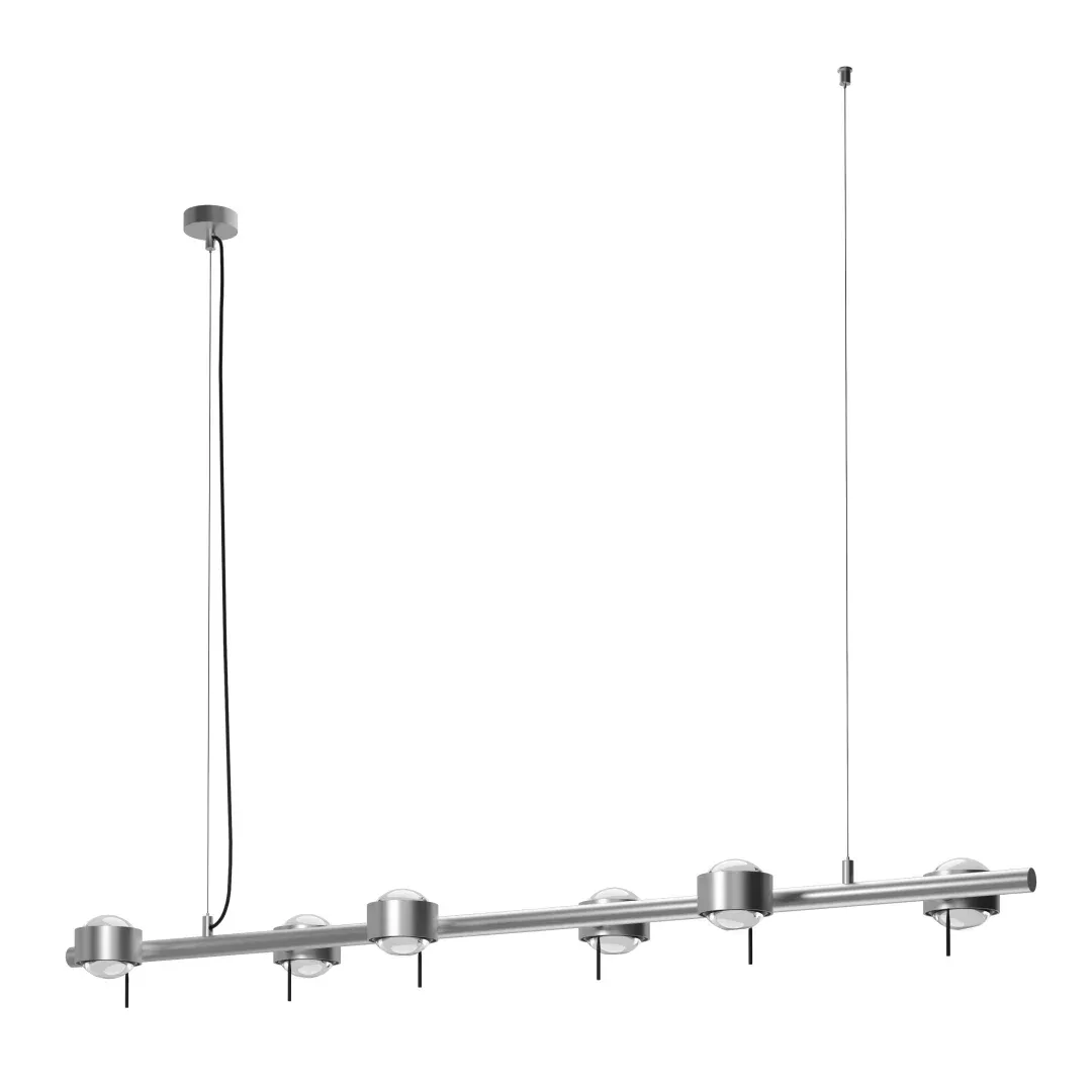 Top Light PUK! PRO 80 Sixtett Pendelleuchte, Leuchten - Farbe: Kopf - chrom matt + Stange - chrom matt