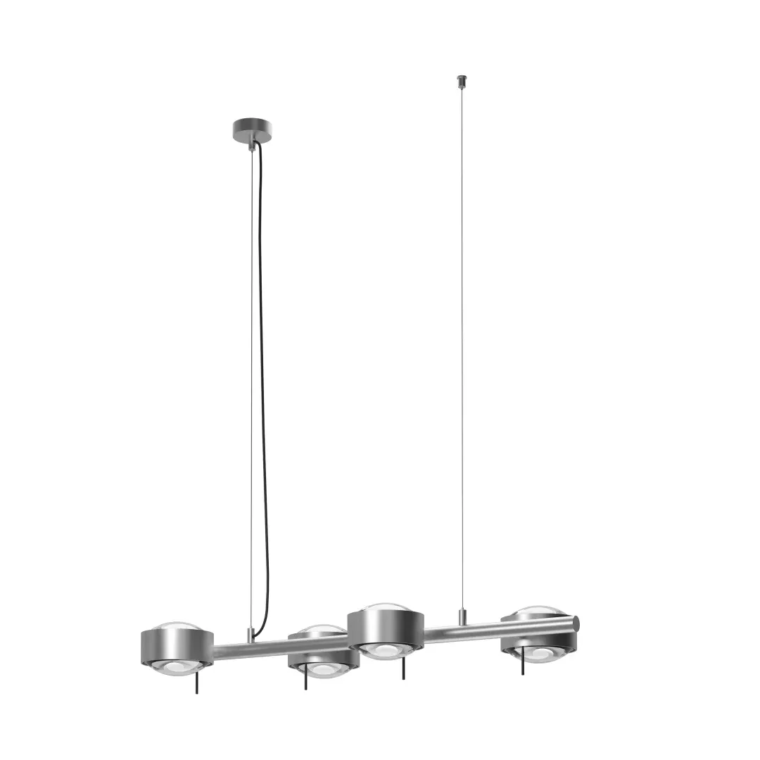 Top Light PUK! PRO 120 Quartett Pendelleuchte, Leuchten - Farbe: Kopf - chrom matt + Stange - chrom matt