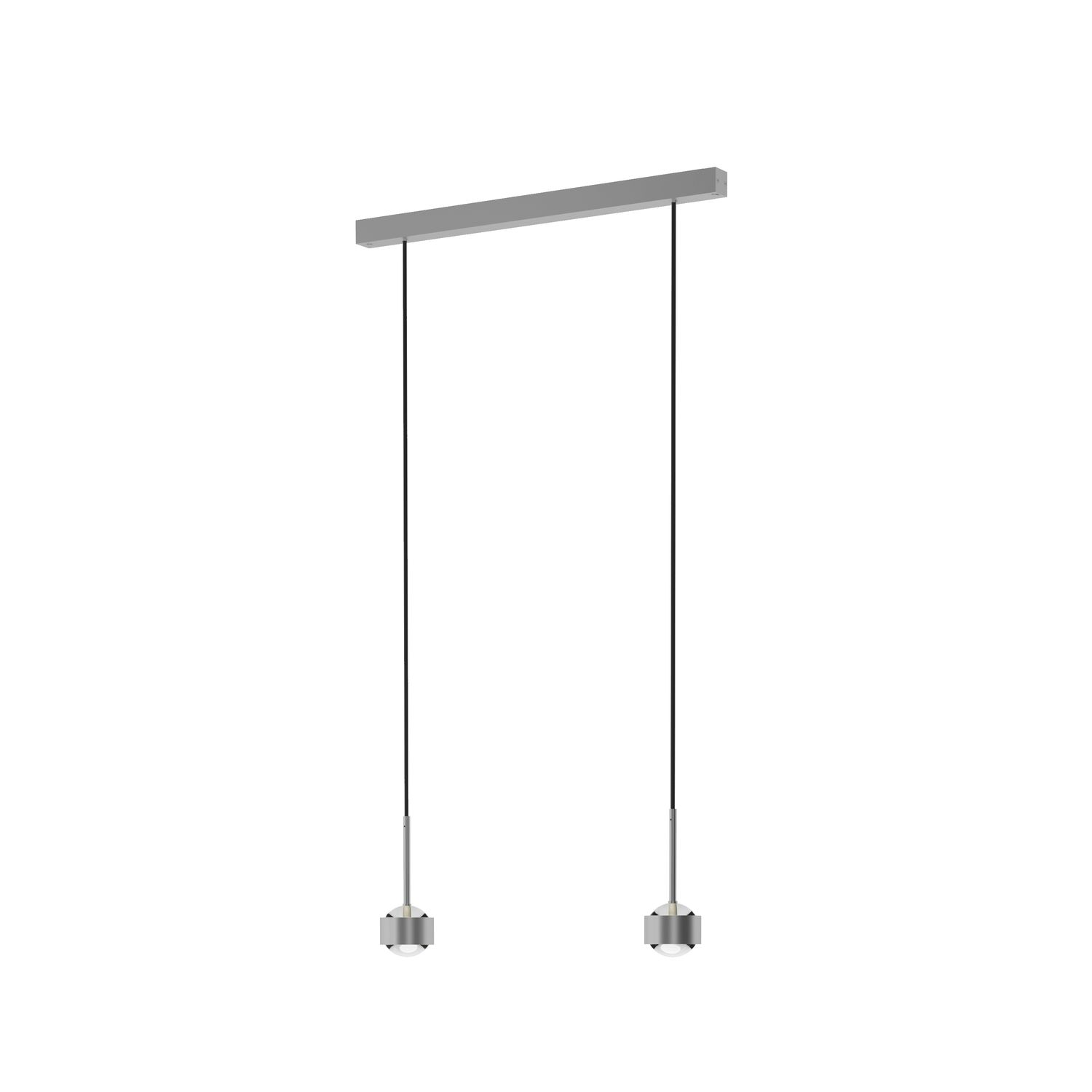 Top Light PUK! PRO 80 Choice Drop Pendelleuchte, Länge - Deckenbalken: 600mm (2x Leuchtenkopf), Leuchten - Farbe: Kopf - chrom matt + Deckenbalken - chrom matt