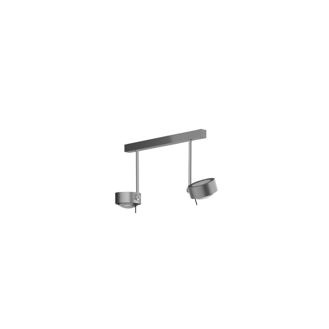 Top Light PUK! PRO 120 Choice Side Deckenleuchte, Leuchten - Farbe: Kopf/Deckenschild - chrom matt + Gelenk chrom matt, Variante: L 450mm (2x Leuchtenkopf)