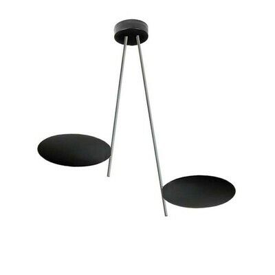 Catellani &amp; Smith Lederam C2 Deckenleuchte, Farbe: Scheibe schwarz lackiert / Stange satiniert / Base schwarz