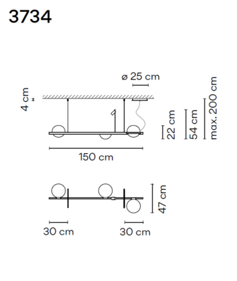 Vibia Palma horizontal Pendelleuchte Vibia Palma horizontal Pendelleuchte, Farbe: weiss, Model: 3734 (2 Kugeln + Pflanzenintegration), Dimmbar: DALI, 1-10V, Push