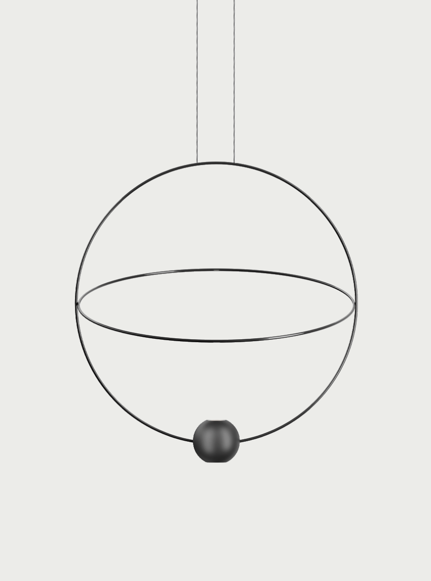Lodes Elara Pendelleuchte, Grösse: Medium Ø 60cm, Farbe: Glossy Black - Extra Matte Black, Lichtfarbe: 2700K warmweiss