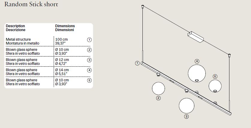 Lodes Random Stick Short Pendelleuchte