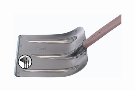 Schneeschaufel Aluminium gehärtet, blank mit massiver,verzinkter Stahlkante mit Eschenstiel