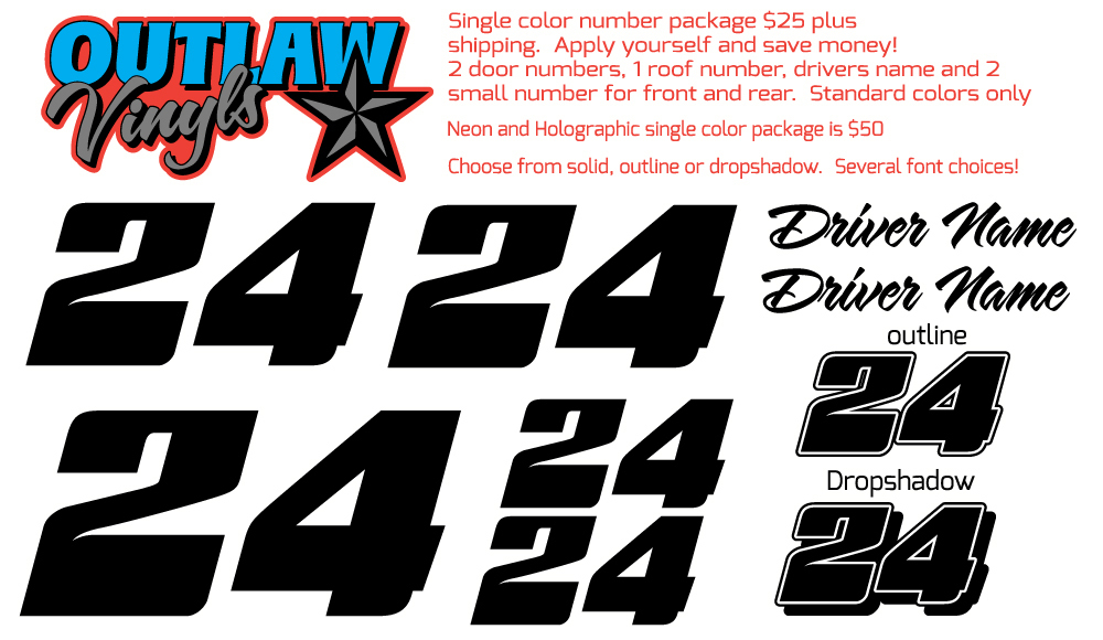 Single Color Number Package (standard colors)