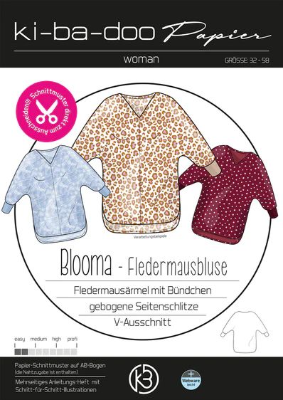Papierschnittmuster Fledermausbluse Blooma