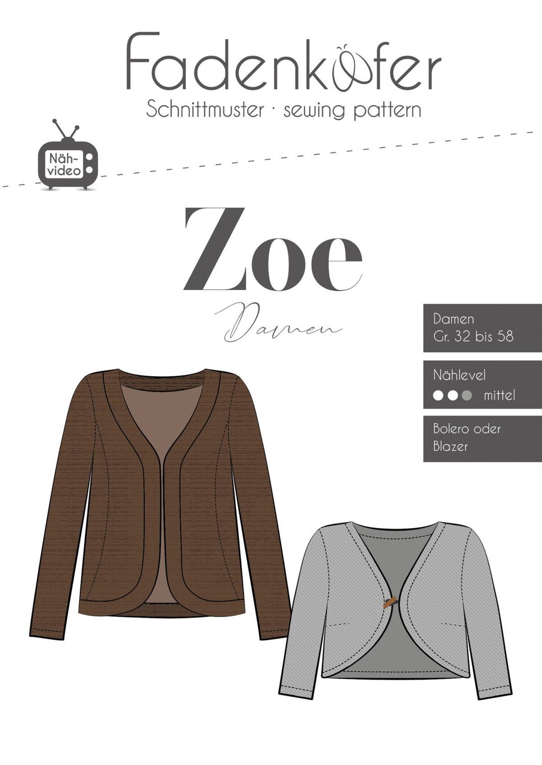 Schnittmuster Jacke Zoe Damen