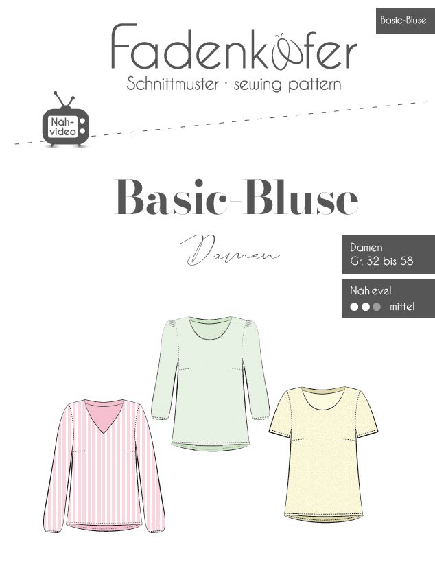 Papierschnittmuster Basic-Bluse Damen Papierschnittmuster Basic-Bluse Damen