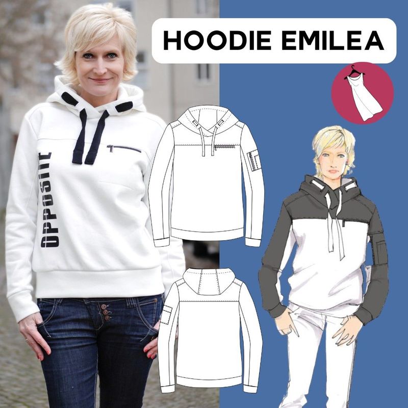 Papierschnittmuster Hoodie Emilea Papierschnittmuster Hoodie Emilea