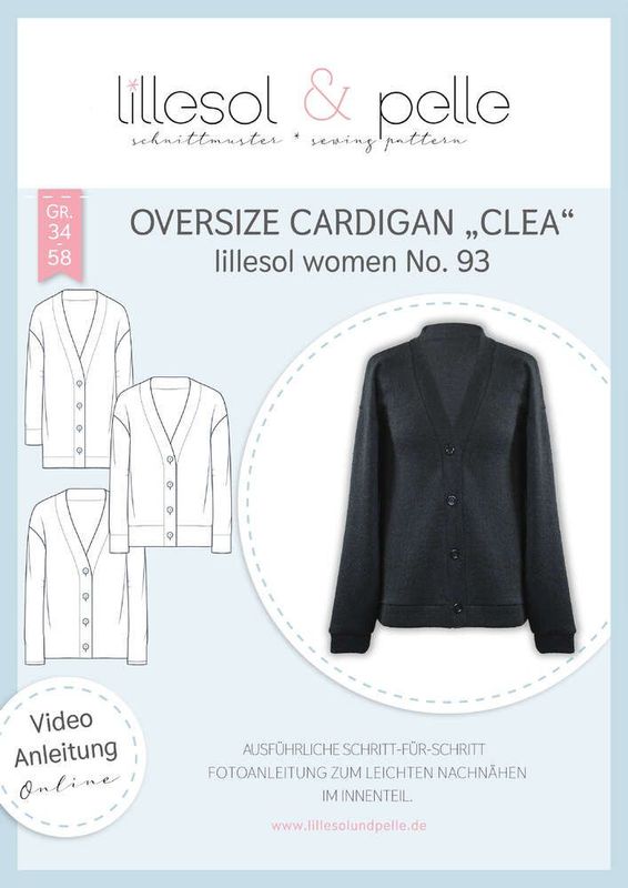 Papierschnitt Oversize Cardigan Clea No.93 Damen Papierschnitt Oversize Cardigan Clea No.93 Damen