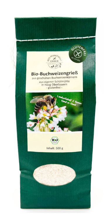 Bio-Buchweizengrieß 500 g  "glutenfrei" zertifiziert, aus deutscher Demeter Landwirtschaft- perfekt für einen Frühstücksbrei ohne Kochen und ohne Milch!