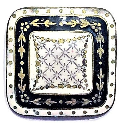 A MEDIUM SQUARE CHAMPLVE ENAMEL WITH CALICO PATTERN