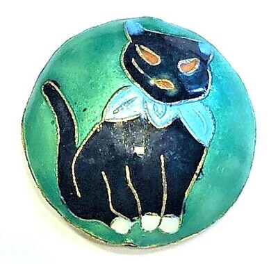 A DIVISION THREE CHINESE CLOISONNE CAT BUTTON