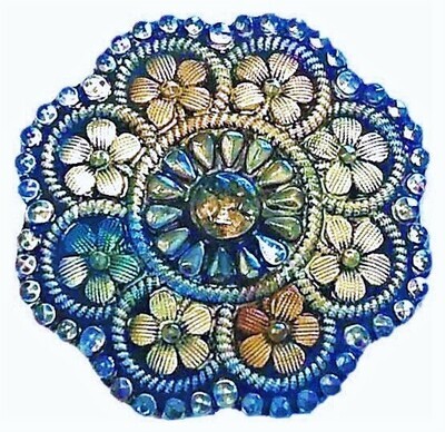 A LARGE SIZE SCALLOPED SHAPED LACY GLASS BUTTON