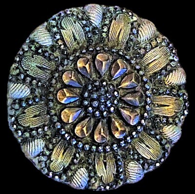 A LARGE DIVISION ONE LACY GLASS BUTTON