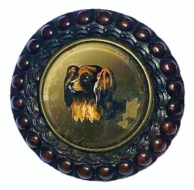 A 19TH CENTURY REVERSE PAINTED GLASS IN WOOD