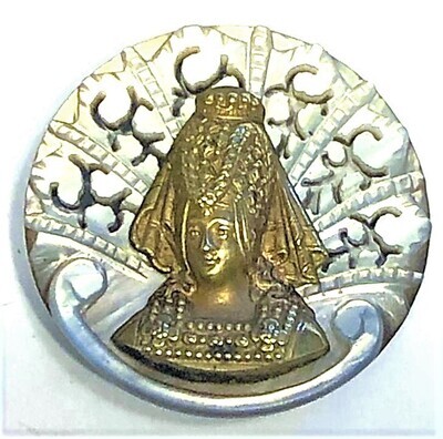 A LARGE SIZE BEAUTIFULLY CARVED AND PIERCED PEARL BUTTON