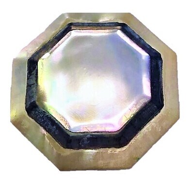 A LARGE 8 SIDED 19TH CENTURY LAMINATED SHELL BUTTON