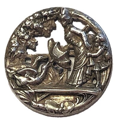 LARGE SILVERED BRASS "SHOOING THE GEESE"
