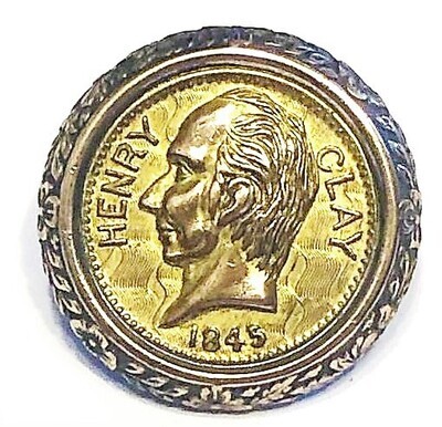 A MEDIUM SIZE GOLDEN AGE CAMPAIGN BUTTON FOR HENRY CLAY