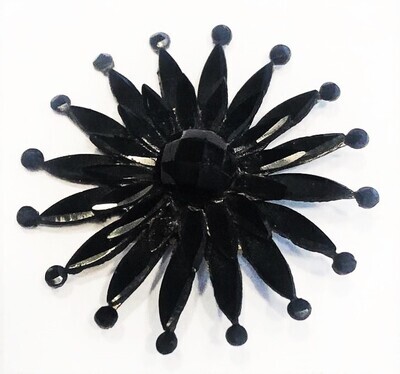 A LARGE SIZE GLUED/RIVETED BLACK GLASS BUTTON
