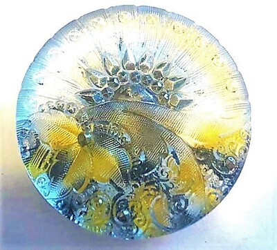 A LARGE 19TH CENTURY LACY GLASS BUTTON
