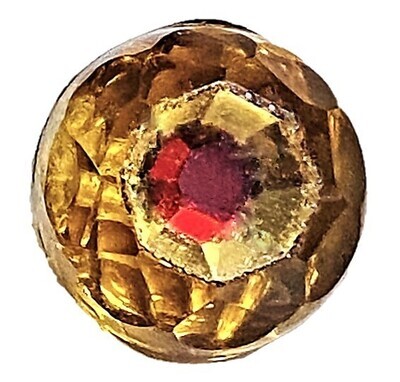 A SMALL YELLOW AMBER GLASS TINGUE BUTTON
