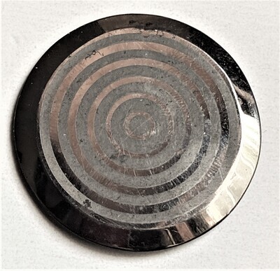 AN EXTRA LARGE EARLY STEEL BUTTON WITH A TARGET DESIGN