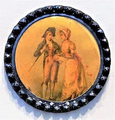 ALARGE 19TH CENTURY FIGURAL LITHO BUTTON