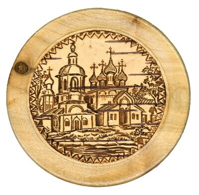 AN EXTRA LARGE RUSSIAN PYROGRAPHY BUTTON