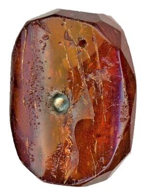 A LARGE 19TH CENTURY GENUINE AMBER PINSHANKED BUTTON