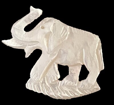 A LARGE REALISTIC SHAPED CARVED PEARL ELEPHANT