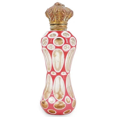 19th Cent. Bohemian Glass and Gilt Scent Bottle