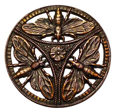 A LARGE 19TH CENTURY TRI DESIGN DRAGONFLY BUTTON