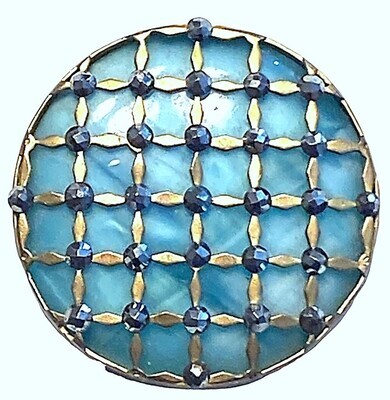 A BEAUTIFUL LARGE 19TH CENTURY GLASS BACKGROUND BUTTON