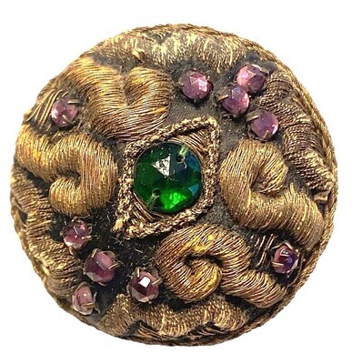 AN INCREDIBLE JEWELED FABRIC BUTTON