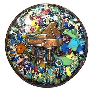A NICE LARGE PICTORIAL PIANO ENAMEL BUTTON