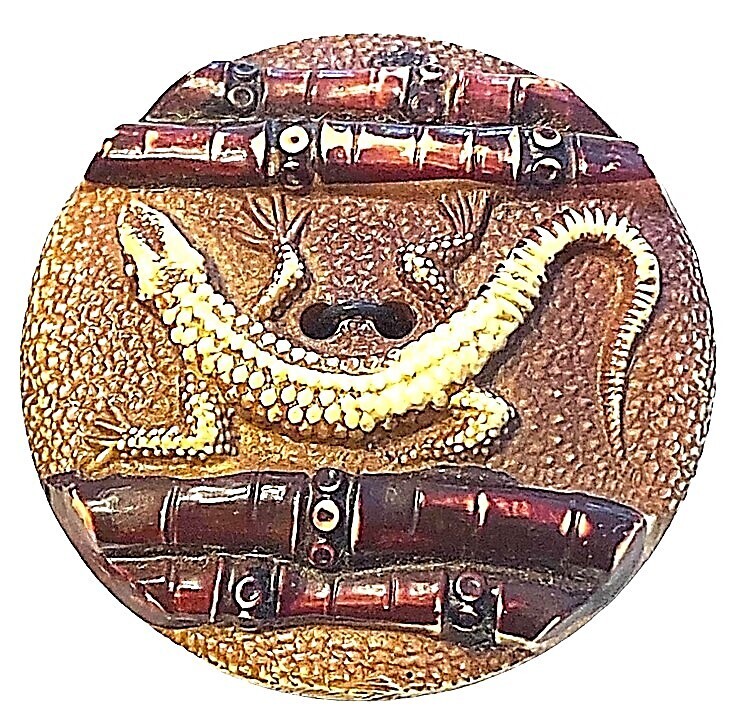 A LARGE ZIE 1930'S 1 PIECED CELLULOID PICTORIAL BUTTON.